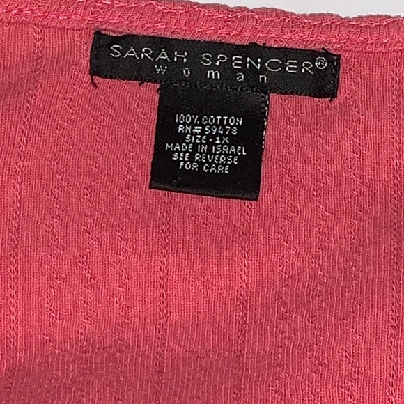 Sarah Spencer pink cotton button-down cardigan (size 1X) - Picture 3 of 6